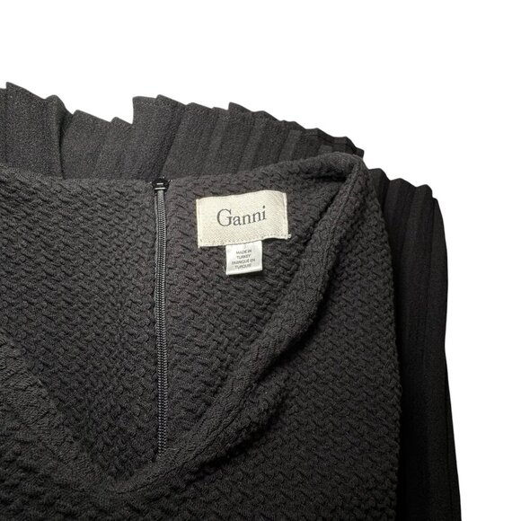 Ganni x Anthropologie‎ Fulton Black Pleated Knit A-Line Dress XS - Picture 11 of 13